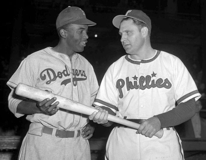 Jackie robinson photo with ben chapman