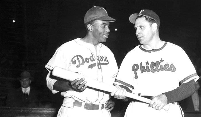 Jackie robinson photo with ben chapman