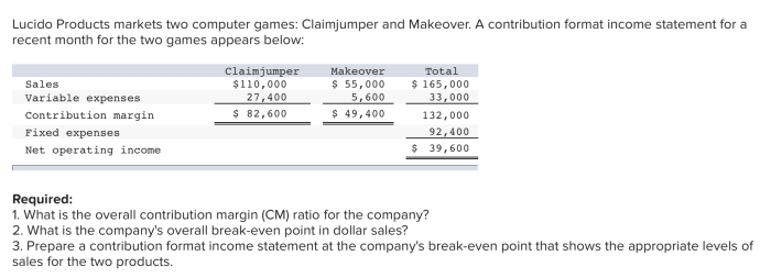 Two games lucido markets computer answer contribution income format makeover statement below expenses chegg sales company margin appears recent month