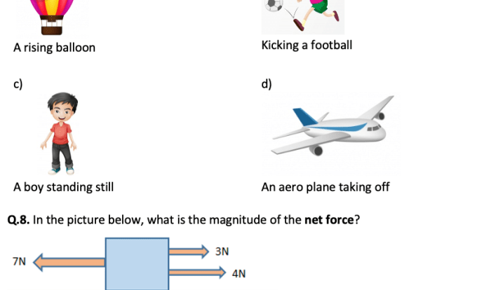 Balanced and unbalanced forces worksheet answers key